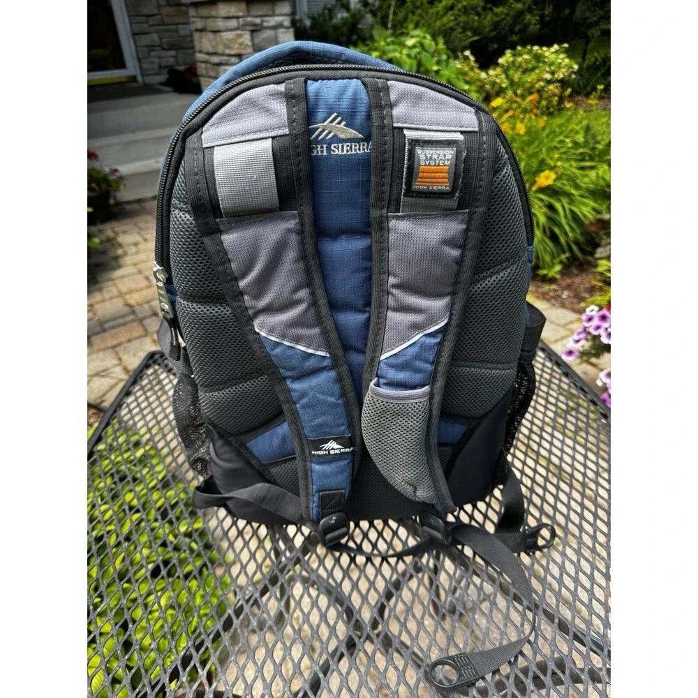 High Sierra Swerve Large Laptop Backpack Suspension Strap System Blue Gray Black